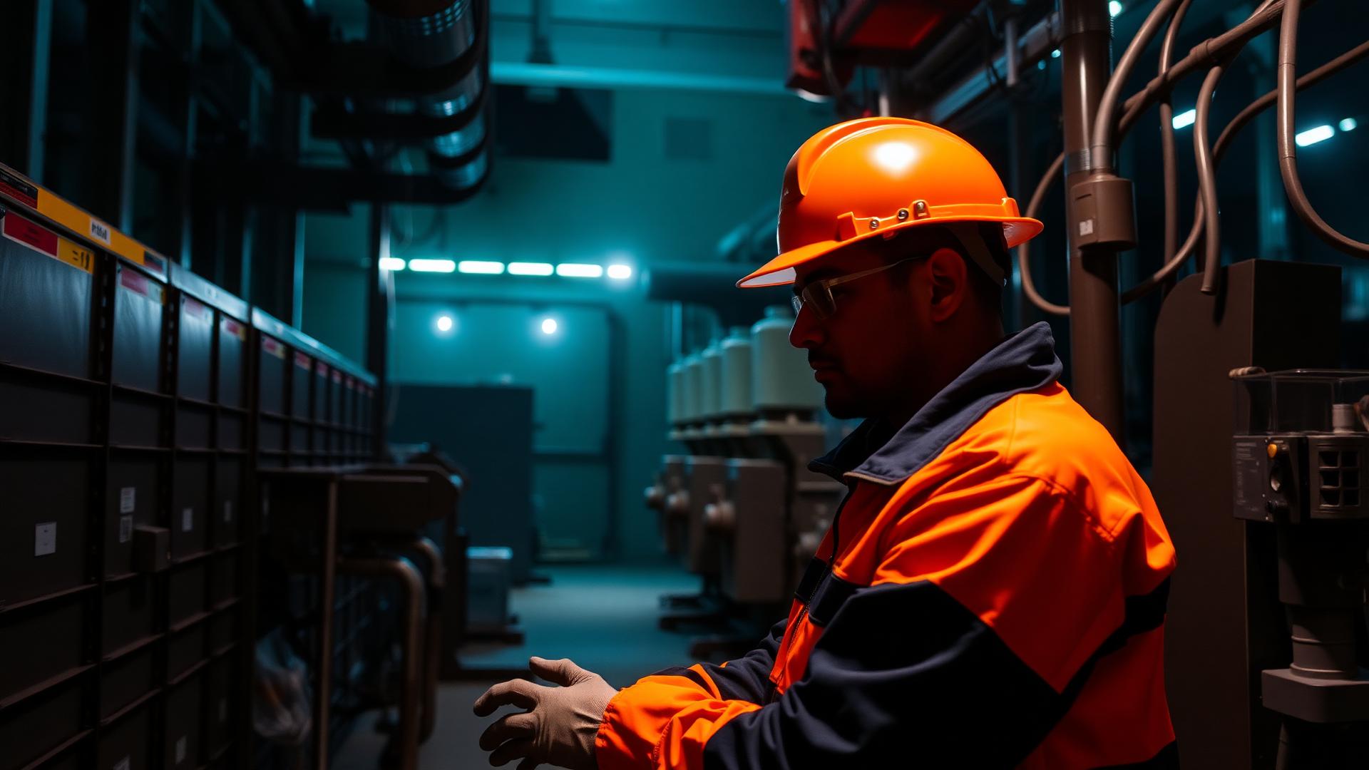 Engenheiro elétrico trabalhando em subestação